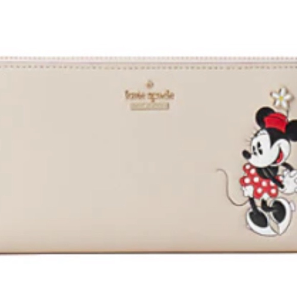 Kate Spade Beige Wallet with Minnie Mouse Motif